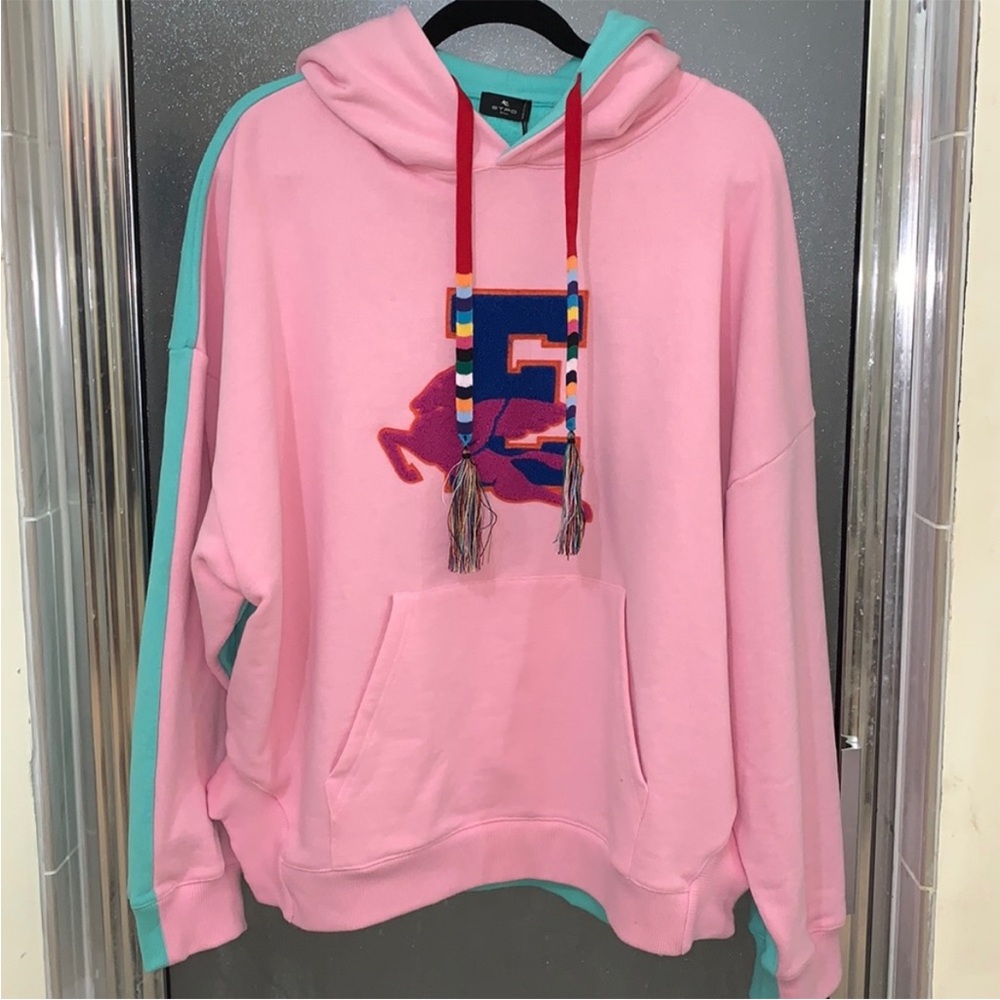 Authentic ETRO colour-block embroidered logo hoodie - Picture 5 of 16